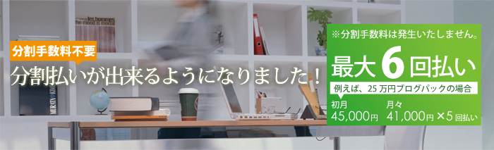 分割払いが出来るようになりました!